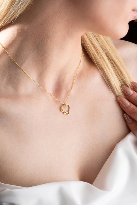 Heliophilia Silver Collar de Plata de Ley 925 con Baño de Oro y Circón